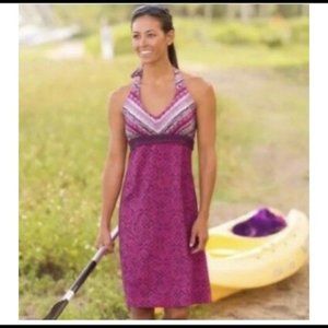 ATHLETA HALTER DRESS SIZE 8T TALL 86% POLYESTER 14% SPANDEX